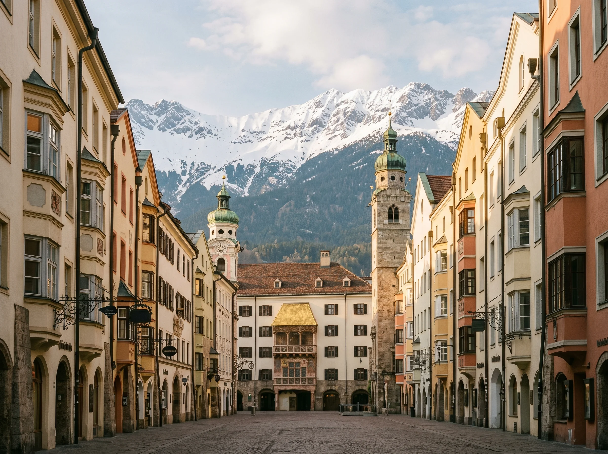 Innsbruck old town and Nordkette mountains